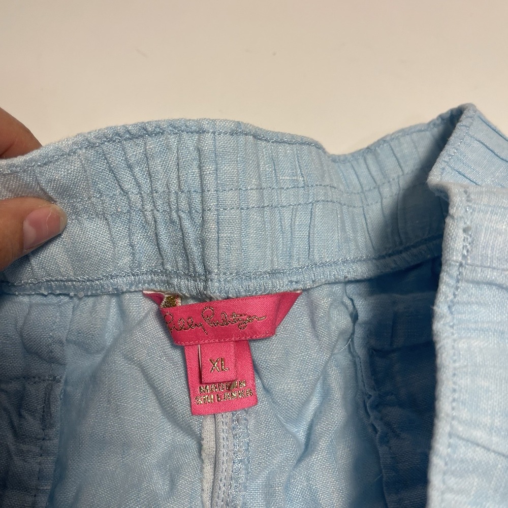 LILLY PULITZER Women's Blue Linen Pull On Casual Shorts XL Beach Vacation 35W - Picture 7 of 9